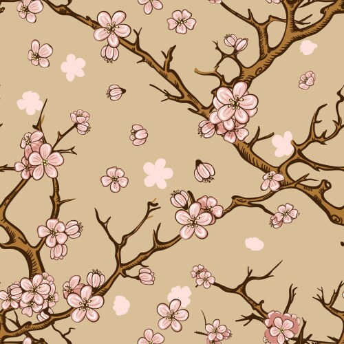 Cherry or sakura seamless pattern background Vector Image