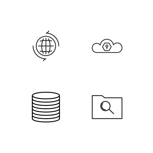 Data analytics linear icons set simple outline vector image