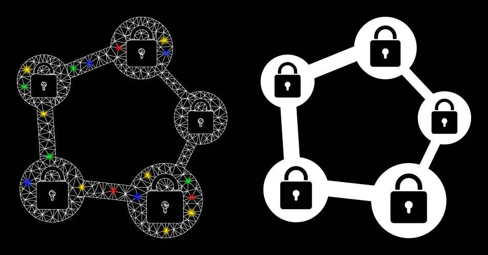 Flare mesh wire frame blockchain network icon vector image
