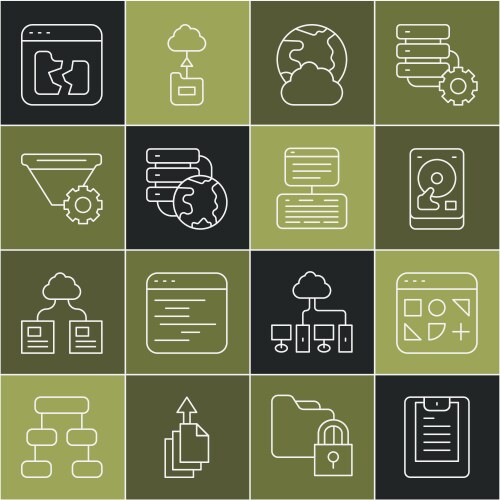 Set line server data report different files vector image