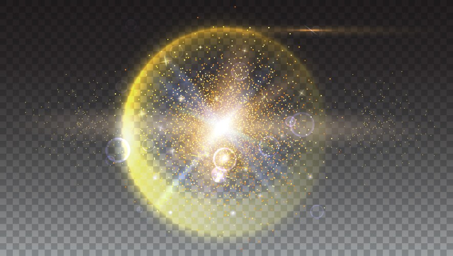 Bright glowing ball filled with particles and dust vector image