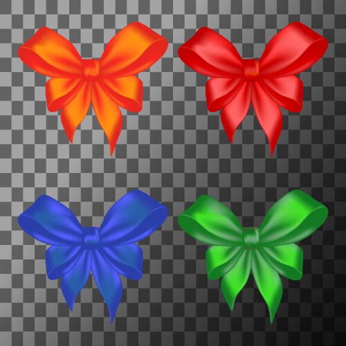 Satin colorful bows set Royalty Free Vector Image