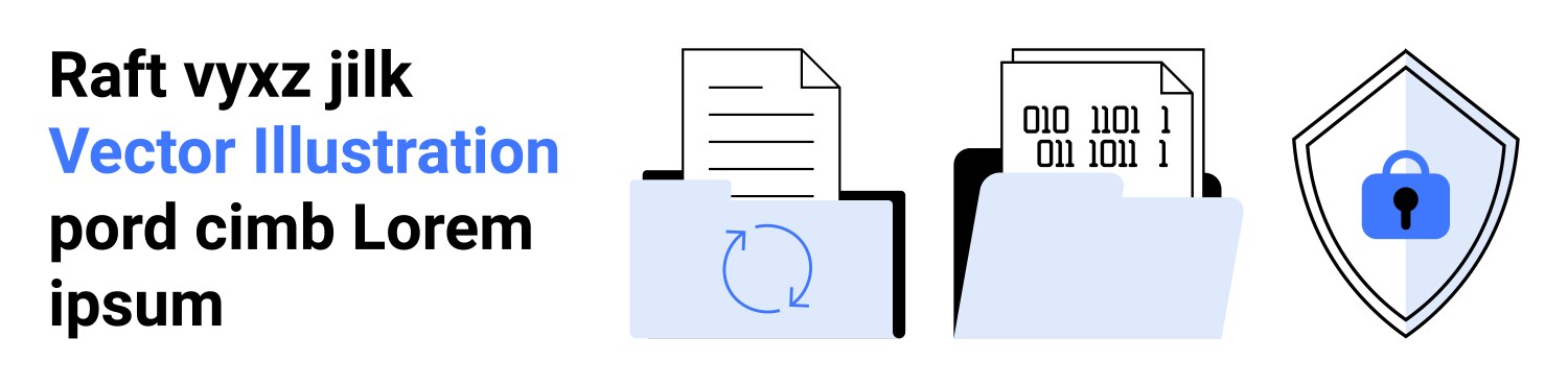 Data backup management and cybersecurity with file vector image
