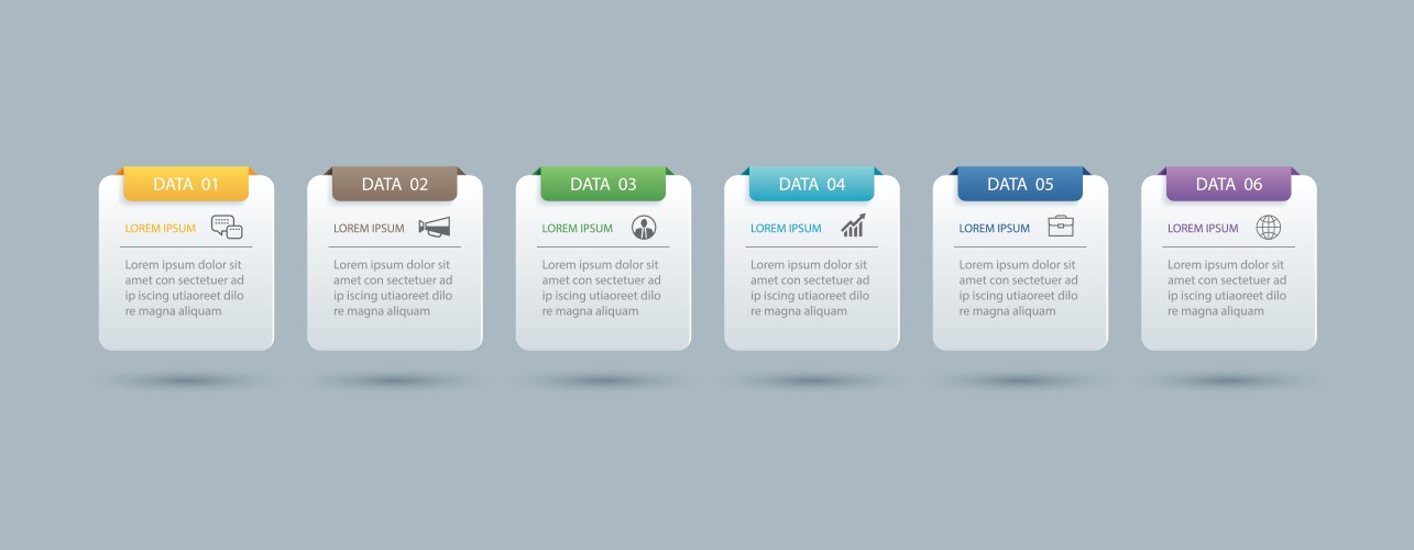 6 infographics rectangle paper index with data vector image