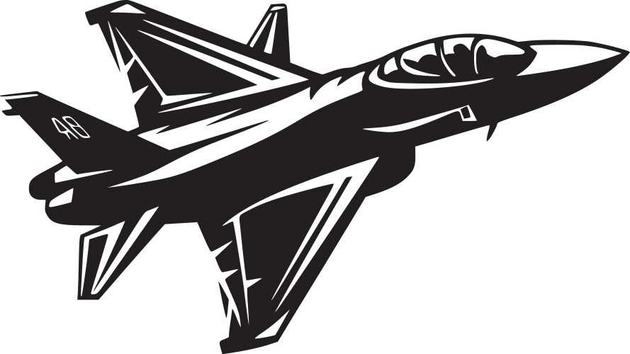 Black & White Fighter Jet Vector Image