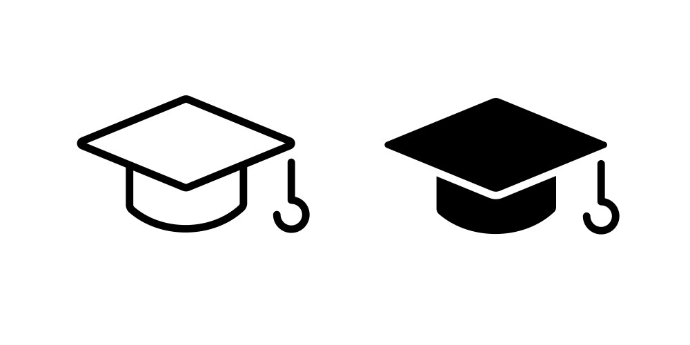 Graduation Cap Icon - Line Art Vector Image