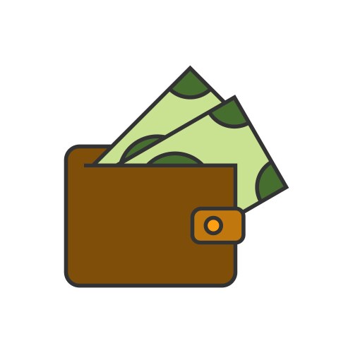 wallet with banknote icon vector image