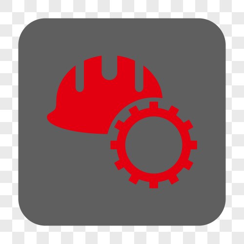 Development hardhat rounded square button vector image