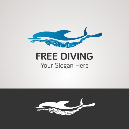 Dolphin & Diver Logo - Freedom Dive Vector Image