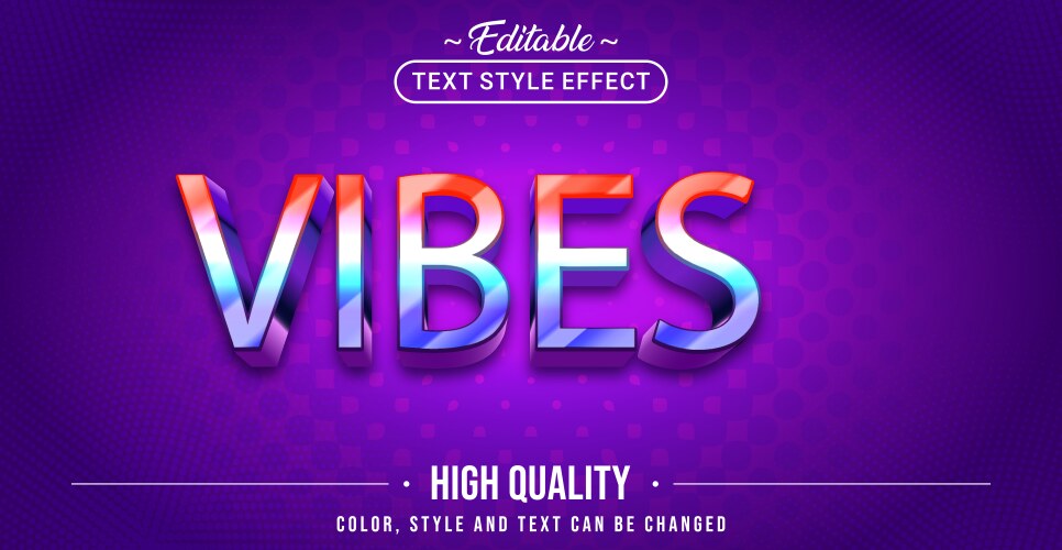 Editable text style effect - gradient vibes vector image