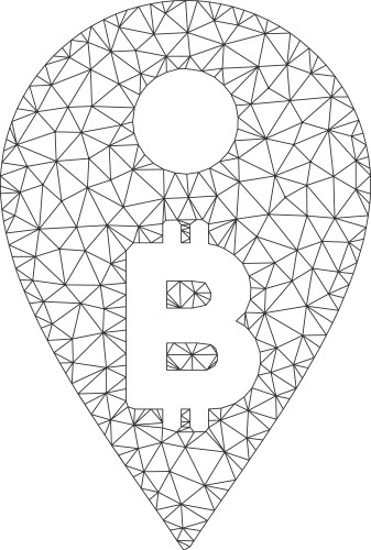 Bitcoin map marker mesh network model vector image