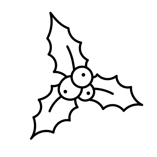 Christmas holly in outline style Vector Image