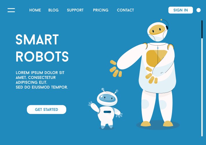 landing page smart robots concept vector image