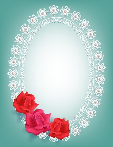 Elegant Rose Frame with Pearls Vector Image