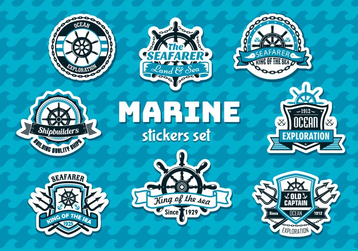 Marine Badge Set - Nautical Icons Vector Image