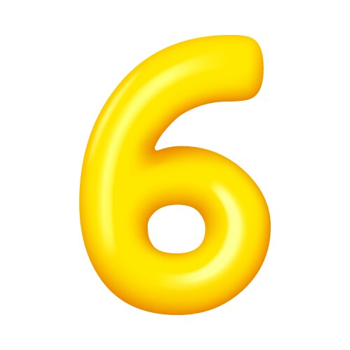 number six numeral sixth yellow glossy balloon vector image vector image