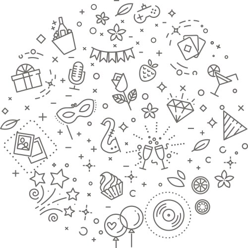 Party Line Art Collection Vector Image