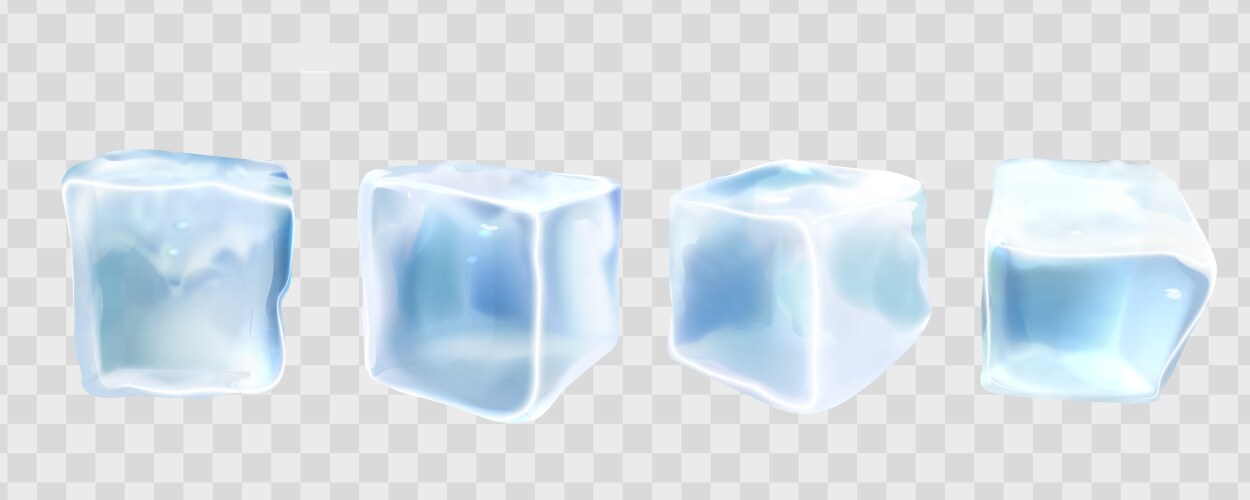 realistic ice cubes set square frozen blocks vector image