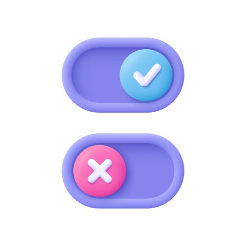 Toggle Switch Buttons - On/Off with Checkmarks vector image