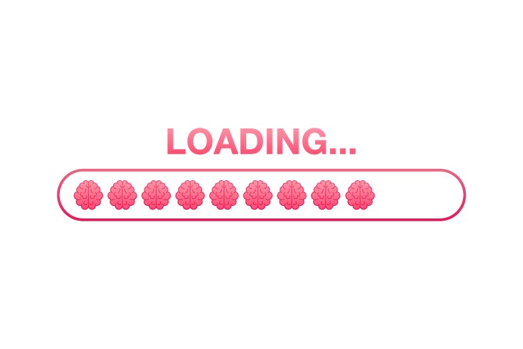 Brain think loading concept with idea processed vector image