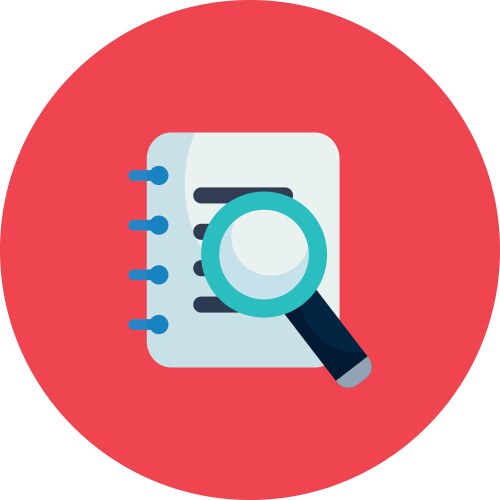 Isolated data document and lupe flat block style vector image