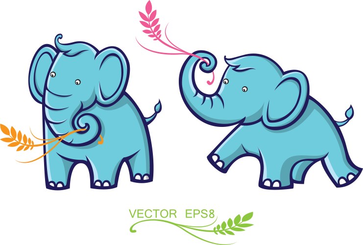 Baby elephant with leaves Vector Image