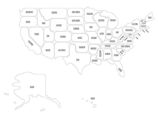 Generalized smooth map of usa Vector Image