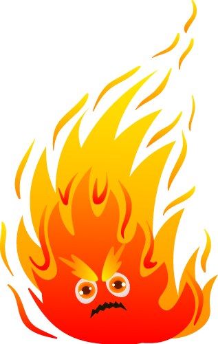 Hot fire monster with cute eyes and long flame Vector Image