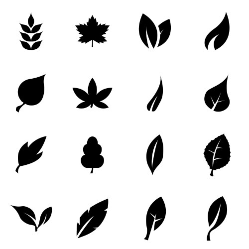 Set of black leaf icons Royalty Free Vector Image