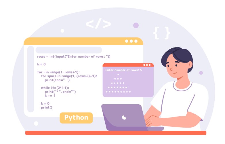 Man with python code concept vector image