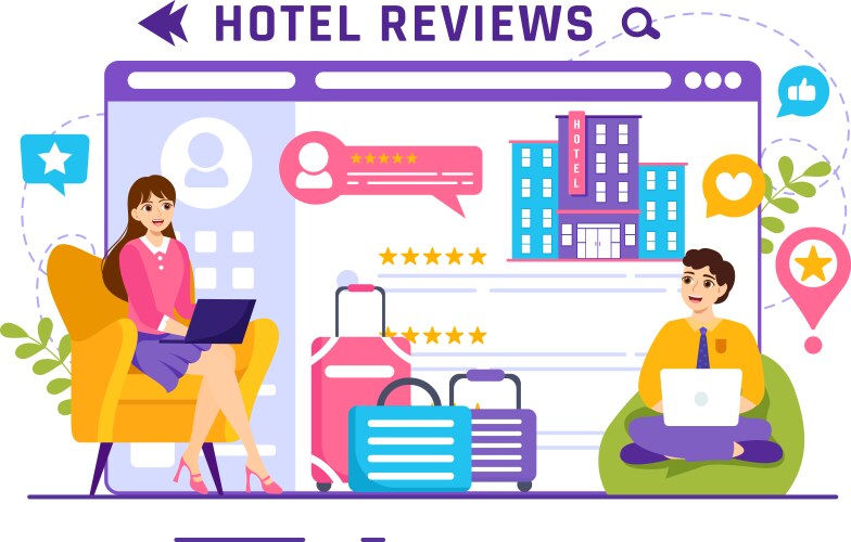 hotel reviews with rating service user vector image