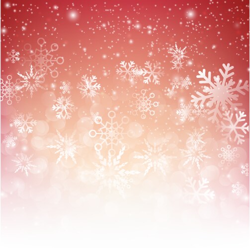 Snow fall with bokeh abstract red background eps10 vector image