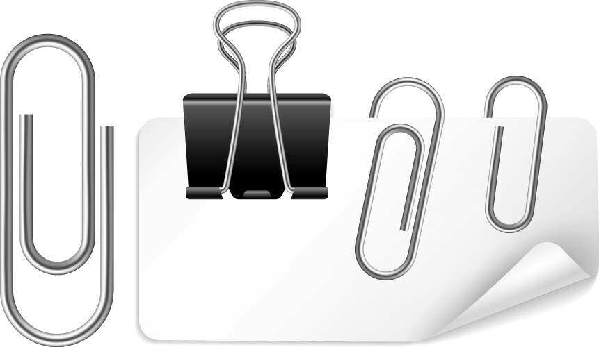 White paper holder and clip black silver vector image