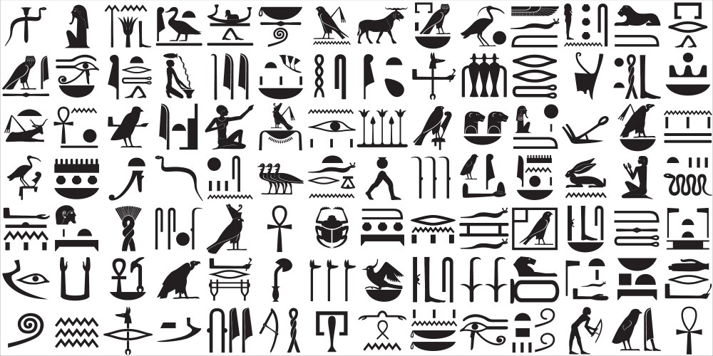 silhouettes ancient egyptian hieroglyphs set 1 vector