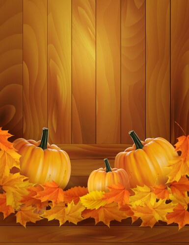 Background with three pumpkins and old paper Vector Image