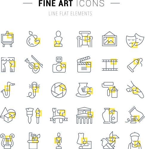 set line icons fine art vector image