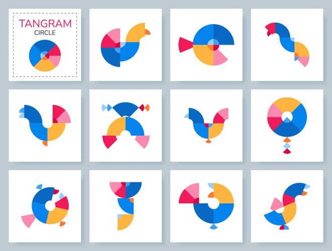 Tangram puzzle game set with objects vektorbild