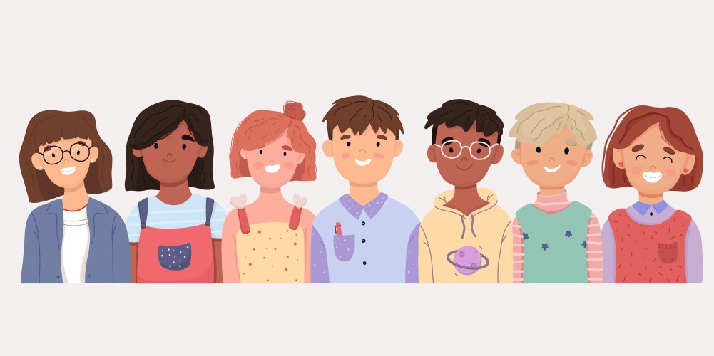 Set children avatars bundle smiling faces Vector Image
