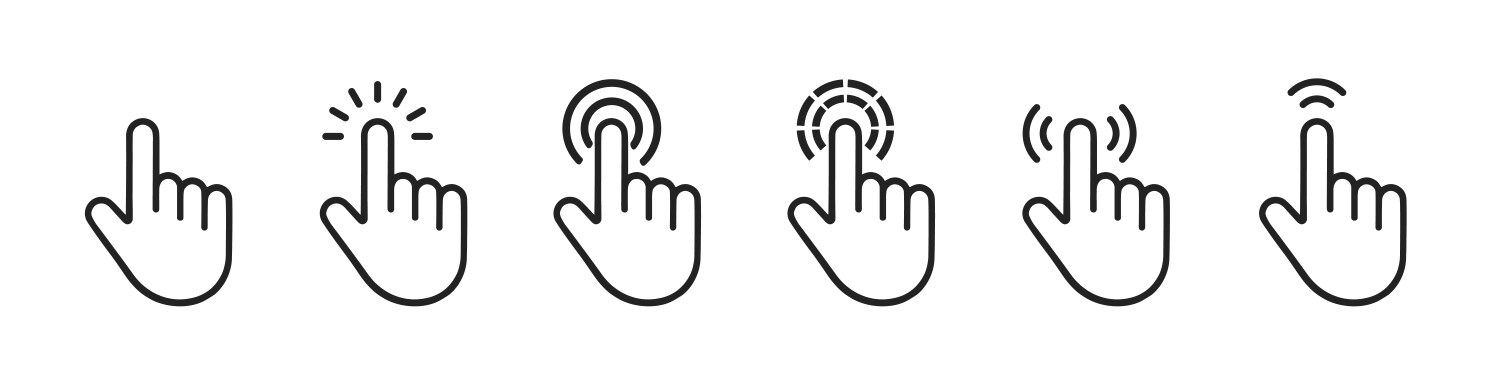 Hand cursor click icon web pointer set Royalty Free Vector