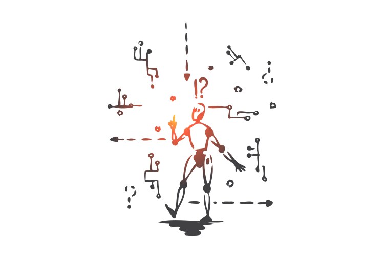 Robot machine scheme microchip android vector image