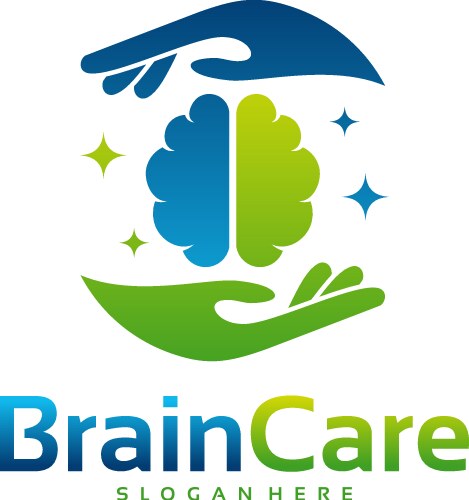 Brain care logo designs stress service vector image