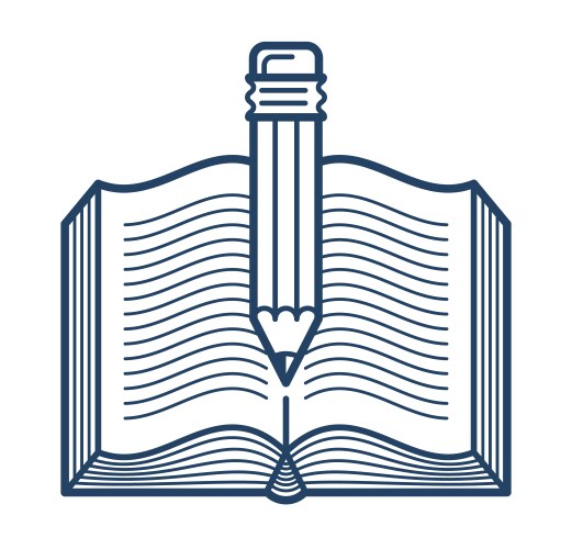 Open book with pencil linear icon education Vector Image
