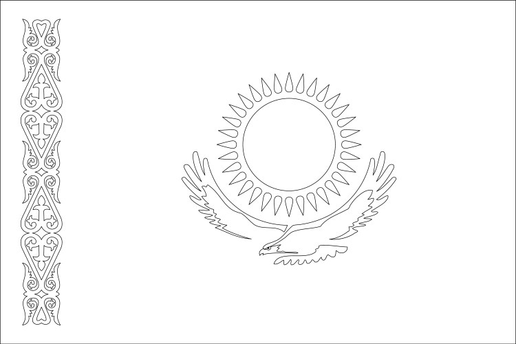 Black outline flag of kazakhstan vector image