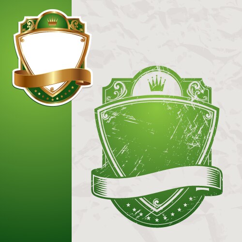 Elegant Green Frames & Shields Vector Image