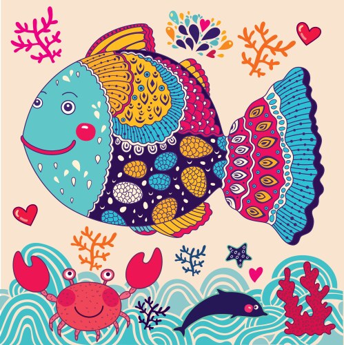 Coral reef theme frame 1 Royalty Free Vector Image
