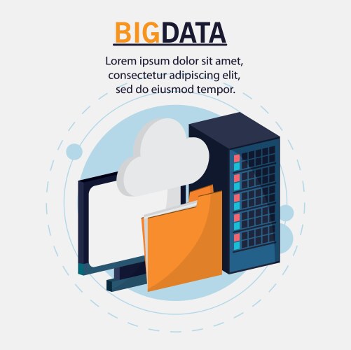Big data center base and web hosting icon set vector image