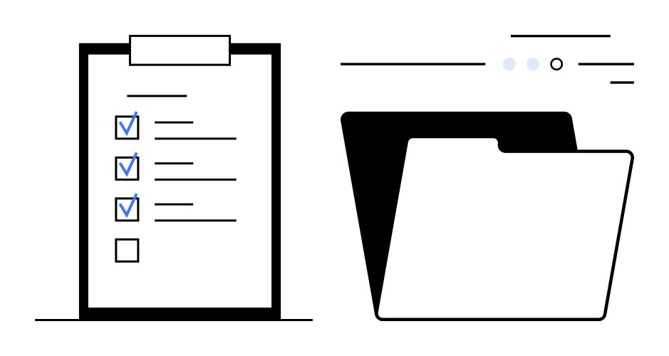 Checklist and folder symbolizing task completion vector image
