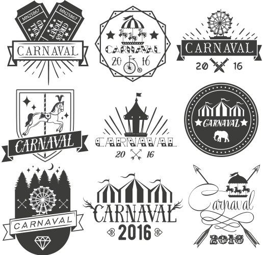 Vintage Circus & Carnival Labels Vector Image