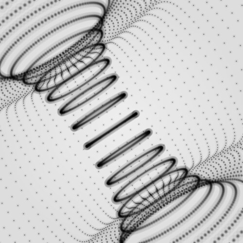 abstract tunnel grid array with dynamic particles vector