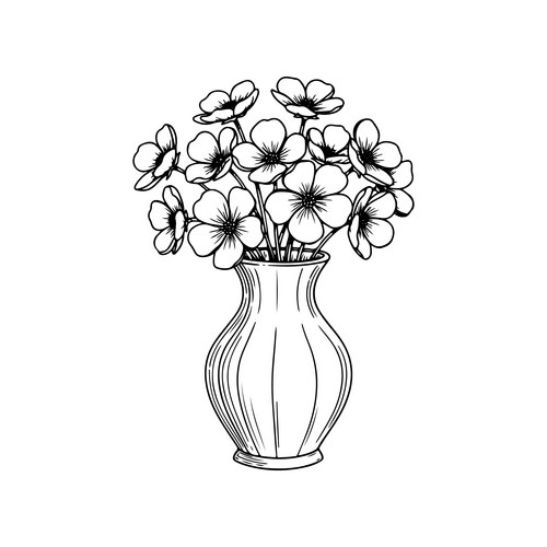Elegant Black and White Floral Sketch Vector Image